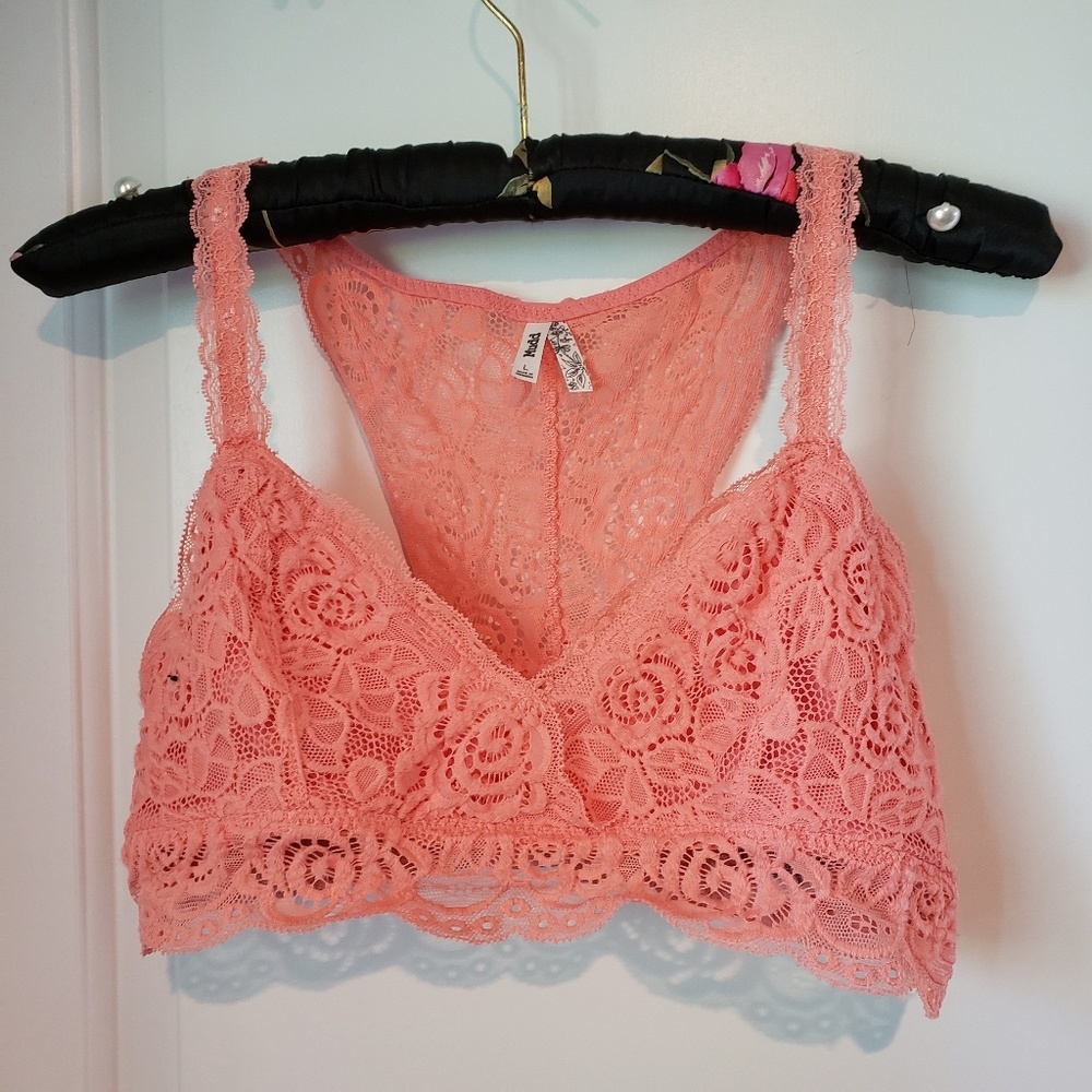 Mudd Peach Lace Racerback Bralette - Large
